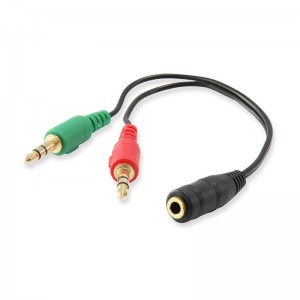 Cabo Audio Splitter Ewent EC1642 1xJack 3.5mm Fêmea para 2xJack 3.5mm Macho 0.15m